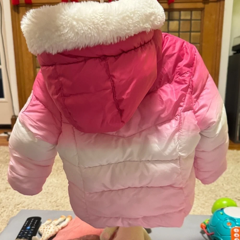Pink Ombré Snozu Girls Hooded Puffer Jacket